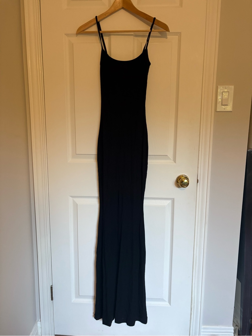 SKIMS Black Spaghetti-Strap Maxi Slip Dress